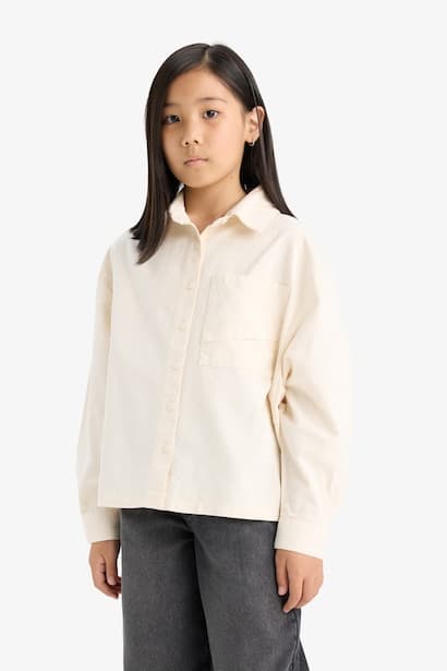 Girl Oversize Cotton Long Sleeve Shirt (3)