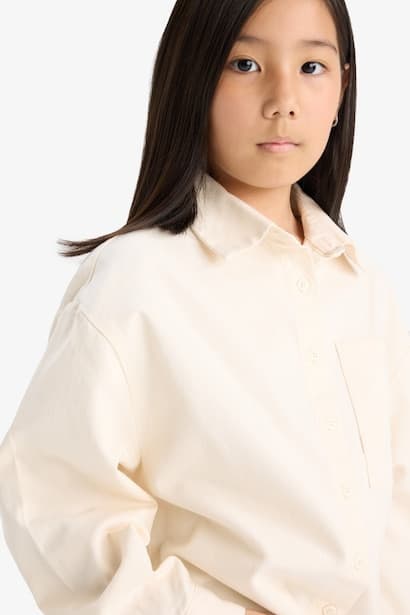 Girl Oversize Cotton Long Sleeve Shirt (4)