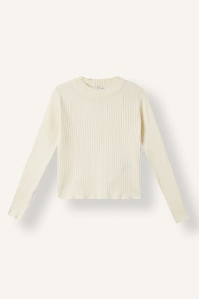 Girl Fitted Crew Neck Knit Pullover