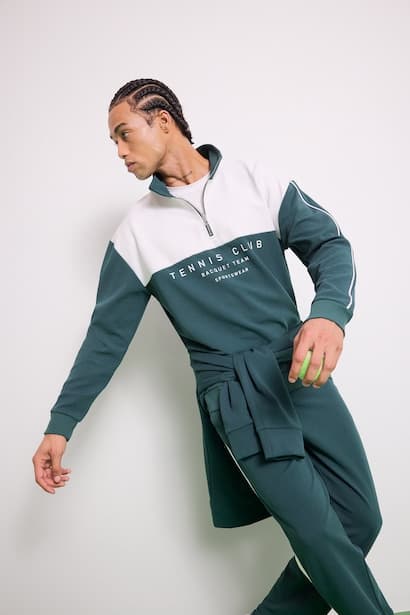DeFactoFit Boxy Fit Stand Collar Printed Sports Sweatshirt