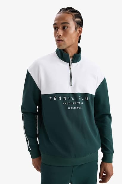 DeFactoFit Boxy Fit Stand Collar Printed Sports Sweatshirt (4)
