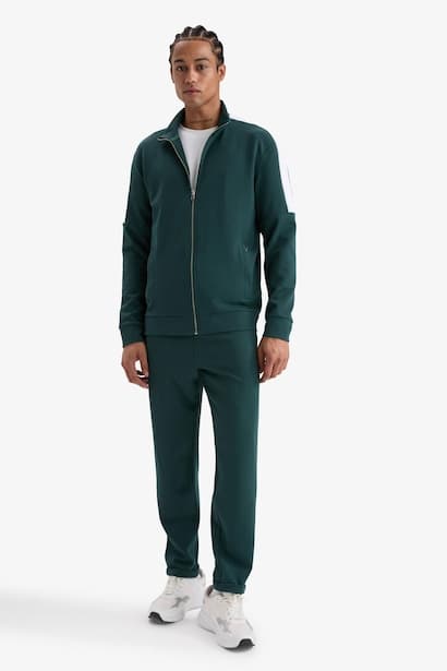 Standard Fit Stand Collar Zip-Up Sweatshirt Cardigan (٣)