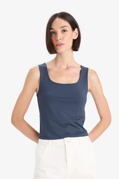 Slim Fit Square Neck Basic Tank Top Tank Top & Crop Top (٤)