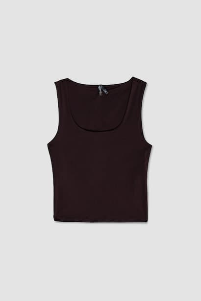 Slim Fit Basic Square Collar Tank Top Tank Top & Crop Top