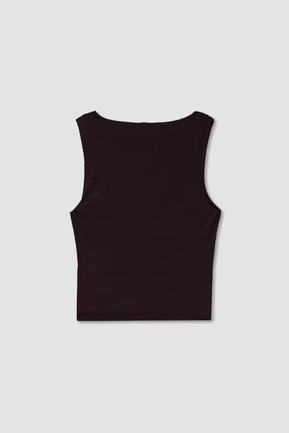 Slim Fit Basic Square Collar Tank Top Tank Top & Crop Top (٣)