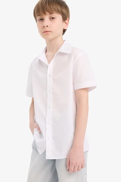 Boy Polo Collar Poplin Long Sleeve Shirt (٣)