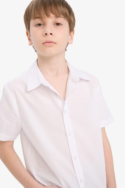 Boy Polo Collar Poplin Long Sleeve Shirt (٤)