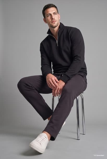Regular Fit Cotton Straight Leg Sweatpants Trousers (٤)