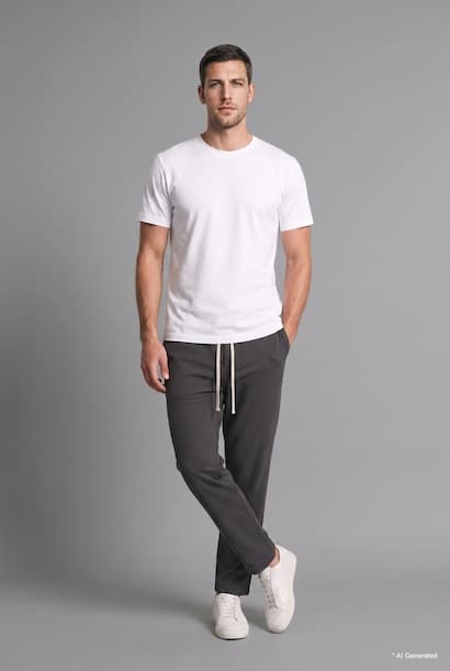 Regular Fit Straight Leg with Pockets Sweatpants Trousers (٣)