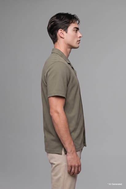 Modern Fit Resort Neck Crinkle Fabric Short Sleeve Shirt (3)
