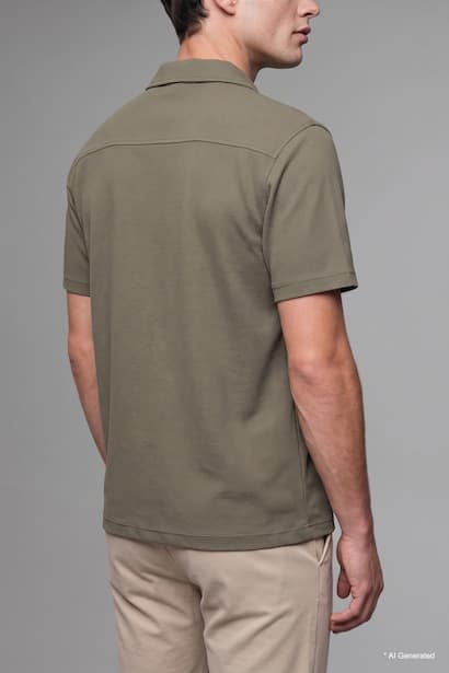 Modern Fit Resort Neck Crinkle Fabric Short Sleeve Shirt (4)