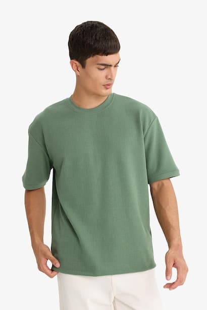 Oversize Fit Crew Neck Short Sleeve T-Shirt (٣)