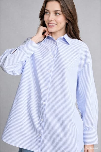Relaxed Fit Oxford Long Sleeve Tunic Modest