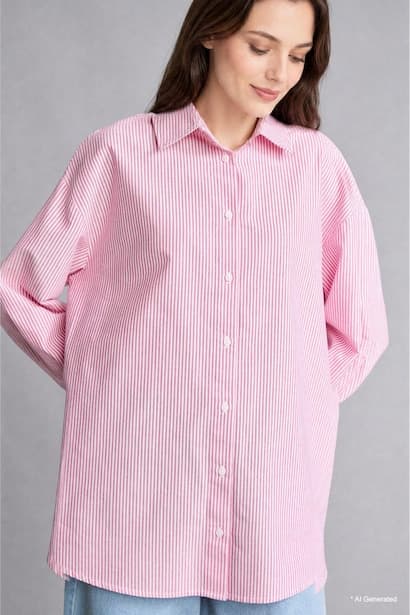 Relaxed Fit Oxford Long Sleeve Tunic Modest