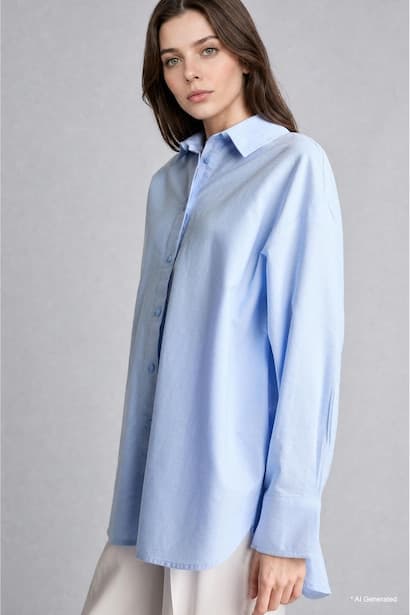 Relaxed Fit Oxford Long Sleeve Tunic Modest