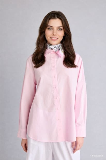 Relaxed Fit Poplin Long Sleeve Tunic Modest