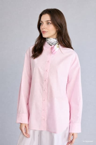 Relaxed Fit Poplin Long Sleeve Tunic Modest (3)