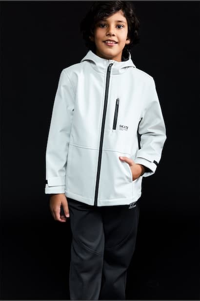 Boy Hooded Fleece Lined Raincoat Coat (٣)