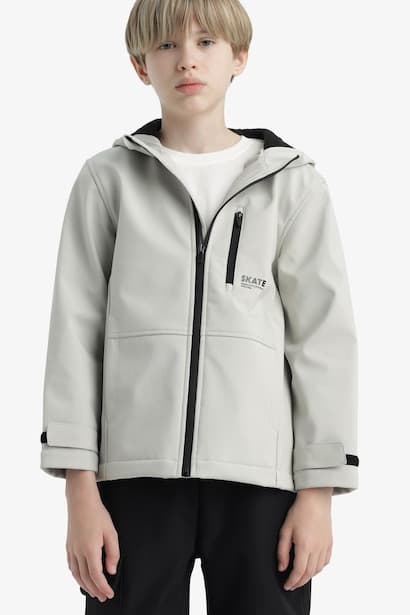 Boy Hooded Fleece Lined Raincoat Coat (٤)