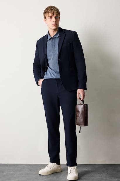 Fitted Straight Leg Trousers