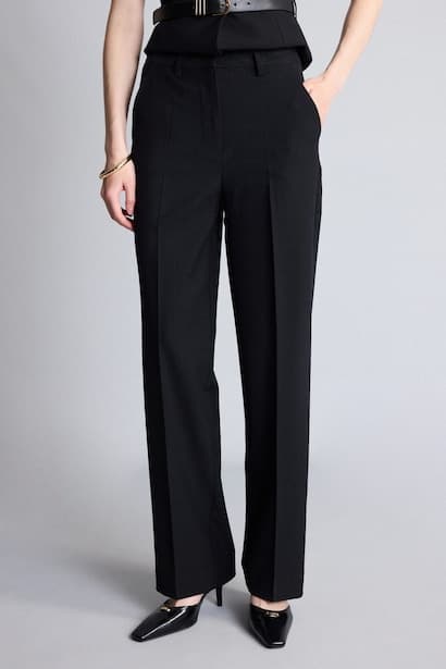 Woman Straight Fit High Waist Pocket Trousers (٤)