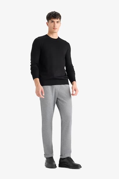 Jogger Fit Crop Elastic Waist Cotton Trousers
