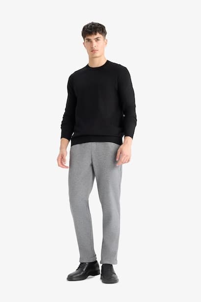 Jogger Fit Crop Elastic Waist Cotton Trousers (٤)