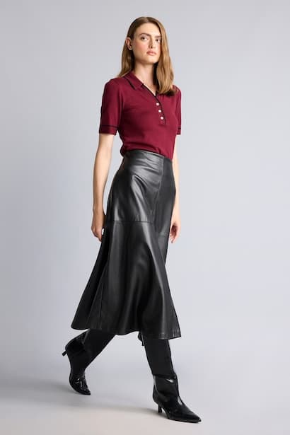A-Line High Waist Faux Leather Maxi Skirt