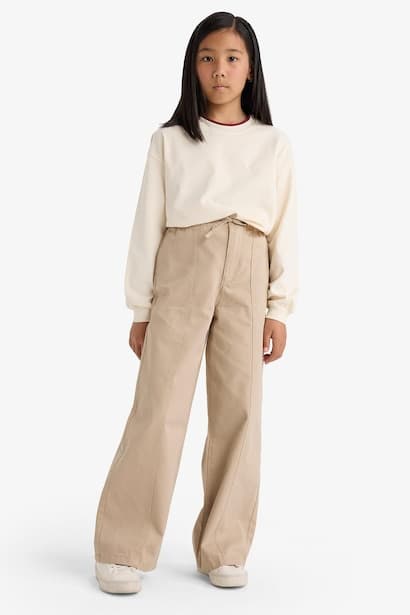 Girl Wide Leg Cotton Trousers
