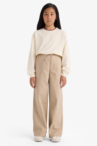 Girl Wide Leg Cotton Trousers (3)