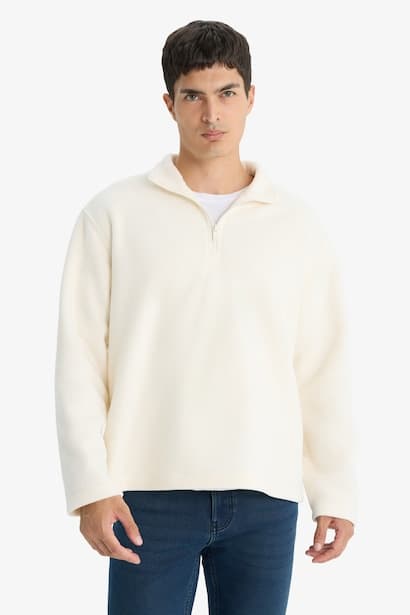 Relax Fit Half Zippered Fleece Sweatshirt (3)