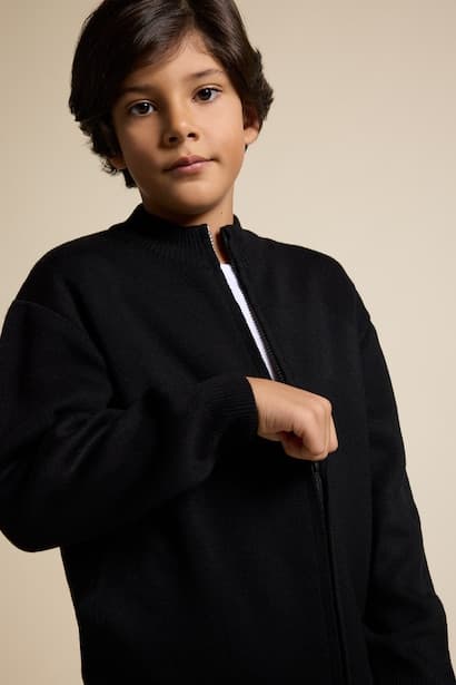 Boy Basic Zippered Cardigan Pullover