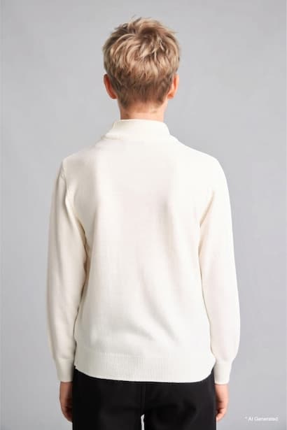 Boy Regular Fit Ecru Mock Neck Pullover (٤)
