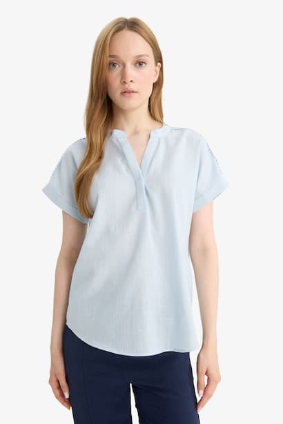 Regular Fit Crew Neck Flame Cotton Blouse (3)