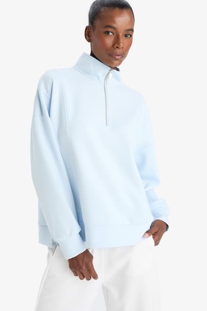 DeFactoFit Oversize Fit Collar Scuba Dive Fabric Sports Sweatshirt Sportswear