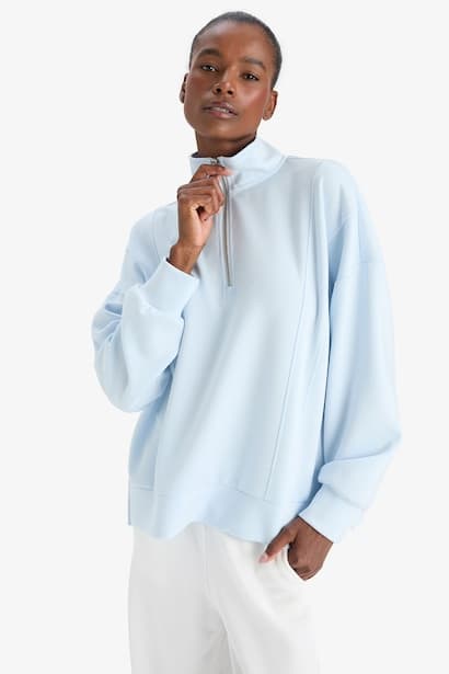 DeFactoFit Oversize Fit Collar Scuba Dive Fabric Sports Sweatshirt Sportswear (٣)