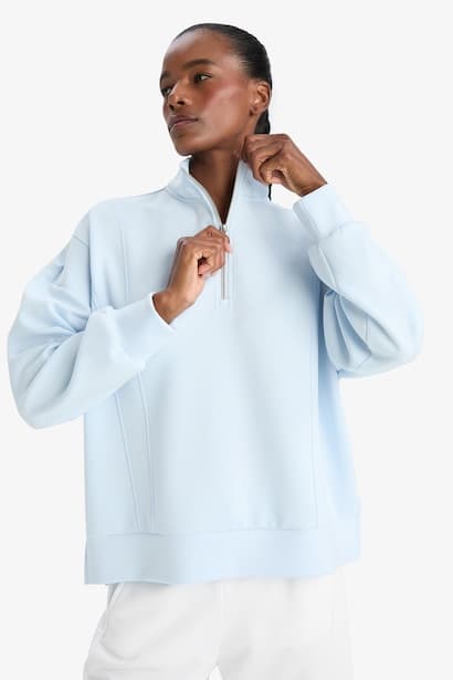 DeFactoFit Oversize Fit Collar Scuba Dive Fabric Sports Sweatshirt Sportswear (٤)