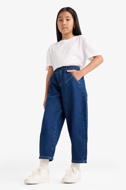 Girl Balloon Fit Wide Leg Jeans (٤)