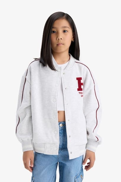 Girl University Printed Thick Fabric Sweatshirt Cardigan (3)