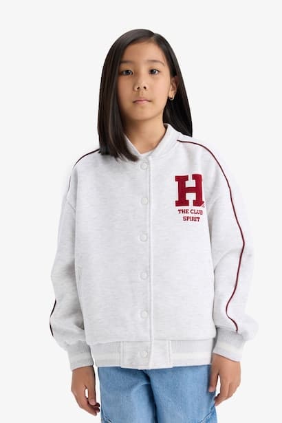Girl University Printed Thick Fabric Sweatshirt Cardigan (4)