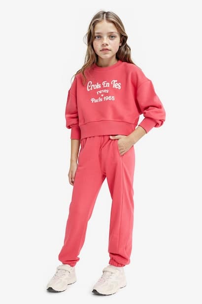 Girl Printed Sweatshirt Sweatpants 2 Piece Set