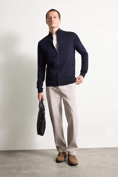 Standard Fit Turtleneck Zip-Up Knitwear Cardigan (٢)