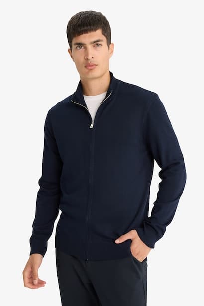 Standard Fit Turtleneck Zip-Up Knitwear Cardigan (3)