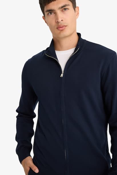 Standard Fit Turtleneck Zip-Up Knitwear Cardigan (4)