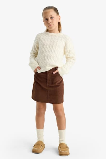 Girl Regular Fit Crew Neck Knit Pullover (٤)