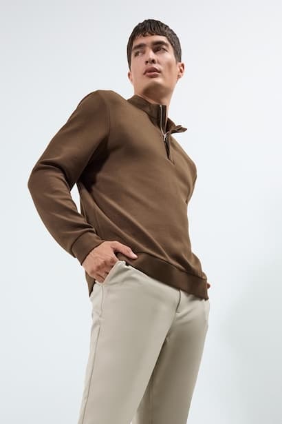 Regular Fit Long Sleeve Zip-Up High Neck Sweatshirt (3)