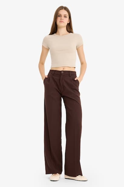 Normal Waist Wide Leg Trousers