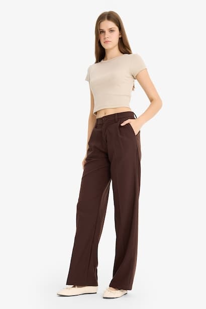 Normal Waist Wide Leg Trousers (٣)
