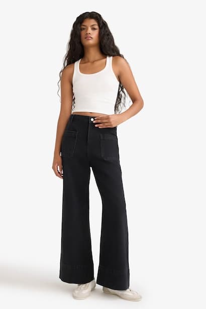 Wide Leg High Waist Ankle Length Jeans