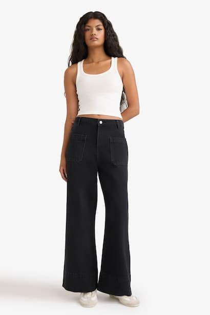 Wide Leg High Waist Ankle Length Jeans (3)